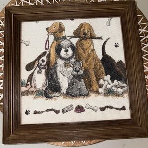 Framed Dog Tapestry Art